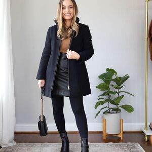 J. Crew Black Lodge Italian Wool Zip Classic Coat